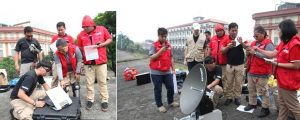 Members of the DSWD Rapid Emergency Telecommunications Team testing the  different communications equipment at the Balauarte de San Andres in Intramuros.