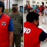 (Left photo) DSWD Secretary Rolando Bautista (right) confers with DSWD-Field Office 1 Regional Director Marie Angela Gopalan and former Alaminos City Mayor Arthur Celeste (in gray shirt, partly hidden), as they tour the Core Shelter Assistance Program (CSAP) Village at Barangay Lucap, Alaminos City. (Right photo). A DSWD social worker distributes cash assistance to senior citizens.