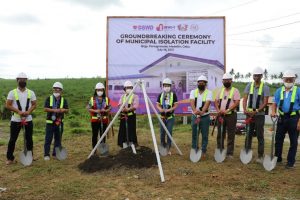 Officials of the Department of Social Welfare and Development Field Office VII and local government officials of Medellin, Cebu at the groundbreaking ceremony of the municipal isolation facility in Brgy. Panugnawan.