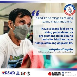 Aquino Daguio, a beneficiary of the Balik Probinsya, Bagong Pag-Asa Program (BP2), expresses his gratitude to the program for helping his family start anew in their home province in Apayao.