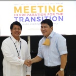 Outgoing Department of Social Welfare and Development (DSWD) Secretary Rolando Joselito D. Bautista congratulates incoming Secretary Erwin T. Tulfo during the transition briefing for the incoming DSWD management.
