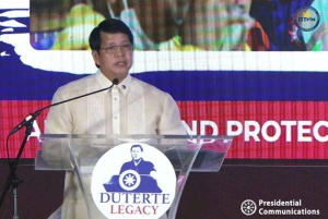 DSWD Secretary Rolando Joselito Bautista reports to the people on the accomplishments of the Human Development and Poverty Reduction Cluster under the Duterte administration during the Duterte Legacy Summit on May 30 at the PICC in Pasay City.