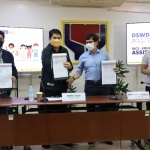 (Left to right) DSWD Undersecretary Jerico Francis Javier, DSWD Secretary Erwin T. Tulfo, DILG Secretary Benhur C. Abalos, Jr., and DILG Undersecretary Lord Villanueva pose after signing the Memorandum of Agreement for the smooth distribution of educational assistance.