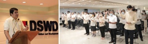 Department of Social Welfare and Development Secretary Erwin T. Tulfo leads the oath-taking of the 38 newly appointed officials of the Department on Tuesday, August 2.