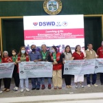 Some of the local government units as they receive their ceremonial checks for the implementation of the Emergency Cash Transfer (ECT) in their respective jurisdictions during the launching ceremony on October 10 in Abra.