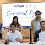Department of Social Welfare and Development Secretary Erwin Tulfo (2nd from left), together with (from left to right): Philippine Statistics Authority Assistant National Statistician Engineer Marizza B. Grande, Department of the Interior and Local Government Undersecretary Alfredo F. Bayan, and National Commission on Indigenous Peoples Head of Empowerment & Human Rights Office-Empowerment Division, Ms. Ma. Victoria R. Formento, presents the signed Memorandum of Agreement for the implementation of the Inter-Agency National Indigenous Peoples Birth Registration Special Project on Thursday, December 15.