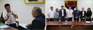 (Left photo) DSWD Secretary Rex Gatchalian discusses his plans for the DSWD, particularly its efforts to end hunger and improve disaster response operations, with UN Resident Coordinator in the Philippines Gustavo González during a meeting held on Friday, February 10 at the DSWD Central Office.   (Right photo) Delegation of DSWD and UN from left to right: Mr. Uly Aguilar; Assistant Secretary for OSEC Concerns Irene B. Dumlao, Undersecretary for Special Projects Eduardo M. Punay; Secretary Rex Gatchalian; UN Resident Coordinator in the Philippines Gustavo González; UN OCHA Philippines Head Ms. Manja Vidic; UN Development Program Coordination Analyst Ms. Eden Lumilan.  