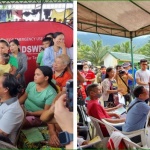 Department of Social Welfare and Development (DSWD) Secretary Rex Gatchalian talks to evacuees inside evacuation centers during his visit to quake-hit Davao de Oro on Thursday, March 9, 2023.