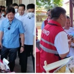 President Ferdinand R. Marcos Jr. and DSWD Secretary Rex Gatchalian check on the goods being sold during the rollout of the Kadiwa Program in San Jose del Monte, Bulacan on Wednesday, April 19.