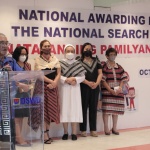 Mr. Johnny Adjaro Sr., together with his family on stage, delivers his message after being awarded as the Natatanging Pamilyang Pilipino (NPP) Grand Winner during the National Awarding for the National Search for the NPP 2022 on October 10, 2022 at the DSWD Central Office.